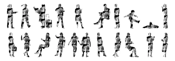 Sílhuetas Vetoriais Sílhuetas Contorno Pessoas Desenho Contorno Silhueta Pessoas Conjunto —  Vetores de Stock