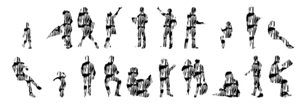 Vector Silhouettes Outline Silhouettes People Contour Drawing People Silhouette Icon — 스톡 벡터