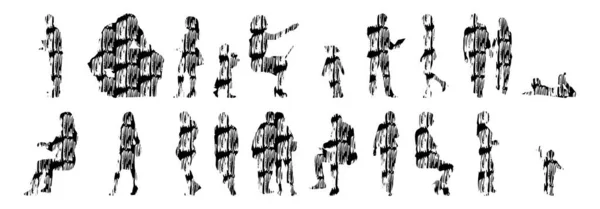 Siluetas Vectores Siluetas Contorno Personas Dibujo Contorno Silueta Personas Icono — Archivo Imágenes Vectoriales