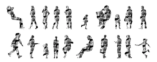 Sílhuetas Vetoriais Sílhuetas Contorno Pessoas Desenho Contorno Silhueta Pessoas Conjunto —  Vetores de Stock