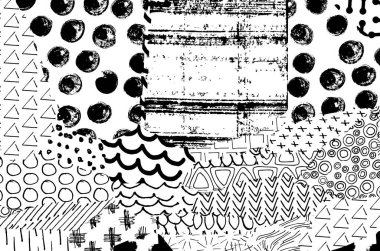 Soyut siyah darbeler, El, Vektör Deseni 'ni çizdi. Geometrik tarzda soyut arkaplan. Soyut çok renkli geometrik desen.