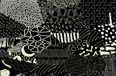 Soyut siyah darbeler, El, Vektör Deseni 'ni çizdi. Geometrik tarzda soyut arkaplan. Soyut çok renkli geometrik desen.