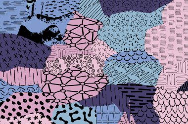 Soyut siyah darbeler, El, Vektör Deseni 'ni çizdi. Geometrik tarzda soyut arkaplan. Soyut çok renkli geometrik desen.