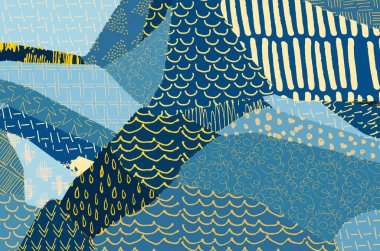 Soyut siyah darbeler, El, Vektör Deseni 'ni çizdi. Geometrik tarzda soyut arkaplan. Soyut çok renkli geometrik desen.