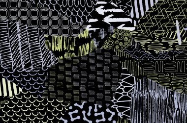 Soyut siyah darbeler, El, Vektör Deseni 'ni çizdi. Geometrik tarzda soyut arkaplan. Soyut çok renkli geometrik desen.