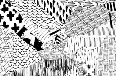 Soyut siyah darbeler, El, Vektör Deseni 'ni çizdi. Geometrik tarzda soyut arkaplan. Soyut çok renkli geometrik desen.