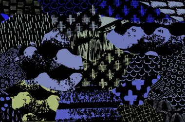 Soyut siyah darbeler, El, Vektör Deseni 'ni çizdi. Geometrik tarzda soyut arkaplan. Soyut çok renkli geometrik desen.