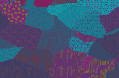 Soyut siyah darbeler, El, Vektör Deseni 'ni çizdi. Geometrik tarzda soyut arkaplan. Soyut çok renkli geometrik desen.