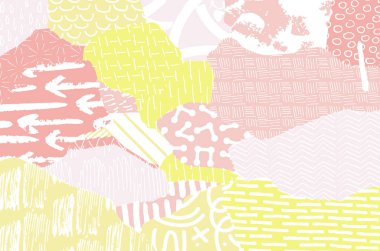 Soyut siyah darbeler, El, Vektör Deseni 'ni çizdi. Geometrik tarzda soyut arkaplan. Soyut çok renkli geometrik desen.