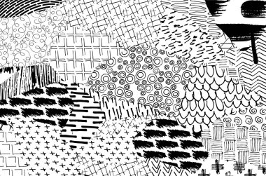 Soyut siyah darbeler, El, Vektör Deseni 'ni çizdi. Geometrik tarzda soyut arkaplan. Soyut çok renkli geometrik desen.