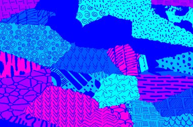 Soyut siyah darbeler, El, Vektör Deseni 'ni çizdi. Geometrik tarzda soyut arkaplan. Soyut çok renkli geometrik desen.