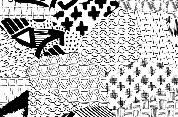 Abstrakte Schwarze Striche Handskizziertes Vektormuster Abstrakter Hintergrund Geometrischen Stil Abstraktes — Stockvektor