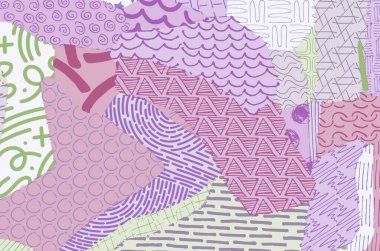 Soyut siyah darbeler, El, Vektör Deseni 'ni çizdi. Geometrik tarzda soyut arkaplan. Soyut çok renkli geometrik desen.