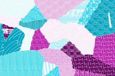 Soyut siyah darbeler, El, Vektör Deseni 'ni çizdi. Geometrik tarzda soyut arkaplan. Soyut çok renkli geometrik desen.