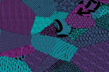 Soyut siyah darbeler, El, Vektör Deseni 'ni çizdi. Geometrik tarzda soyut arkaplan. Soyut çok renkli geometrik desen.