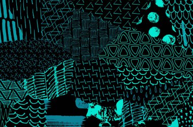 Soyut siyah darbeler, El, Vektör Deseni 'ni çizdi. Geometrik tarzda soyut arkaplan. Soyut çok renkli geometrik desen.