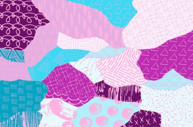 Soyut siyah darbeler, El, Vektör Deseni 'ni çizdi. Geometrik tarzda soyut arkaplan. Soyut çok renkli geometrik desen.