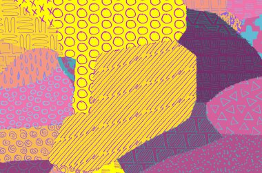 Soyut siyah darbeler, El, Vektör Deseni 'ni çizdi. Geometrik tarzda soyut arkaplan. Soyut çok renkli geometrik desen.