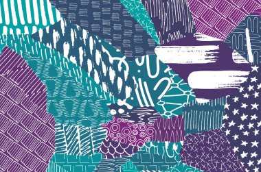 Soyut siyah darbeler, El, Vektör Deseni 'ni çizdi. Geometrik tarzda soyut arkaplan. Soyut çok renkli geometrik desen.