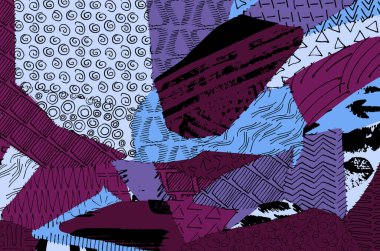 Soyut siyah darbeler, El, Vektör Deseni 'ni çizdi. Geometrik tarzda soyut arkaplan. Soyut çok renkli geometrik desen.