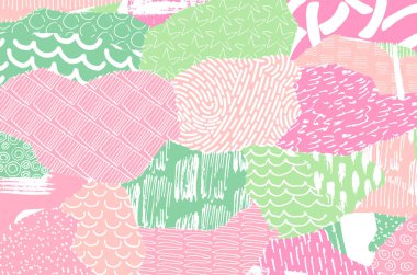 Soyut siyah darbeler, El, Vektör Deseni 'ni çizdi. Geometrik tarzda soyut arkaplan. Soyut çok renkli geometrik desen.