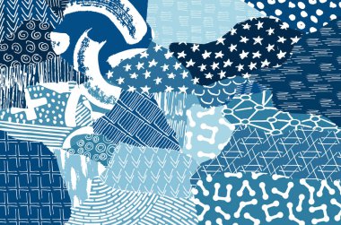 Soyut siyah darbeler, El, Vektör Deseni 'ni çizdi. Geometrik tarzda soyut arkaplan. Soyut çok renkli geometrik desen.