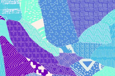 Soyut siyah darbeler, El, Vektör Deseni 'ni çizdi. Geometrik tarzda soyut arkaplan. Soyut çok renkli geometrik desen.