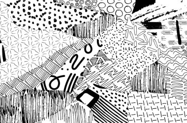 Soyut siyah darbeler, El, Vektör Deseni 'ni çizdi. Geometrik tarzda soyut arkaplan. Soyut çok renkli geometrik desen.