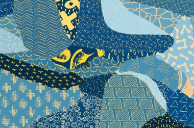 Soyut siyah darbeler, El, Vektör Deseni 'ni çizdi. Geometrik tarzda soyut arkaplan. Soyut çok renkli geometrik desen.