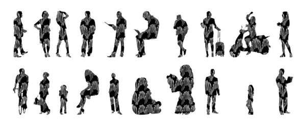 Vector Silhouettes Outline Silhouettes People Contour Drawing People Silhouette Icon — 스톡 벡터