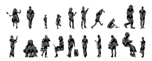 Vector Silhouettes Outline Silhouettes People Contour Drawing People Silhouette Icon — 스톡 벡터