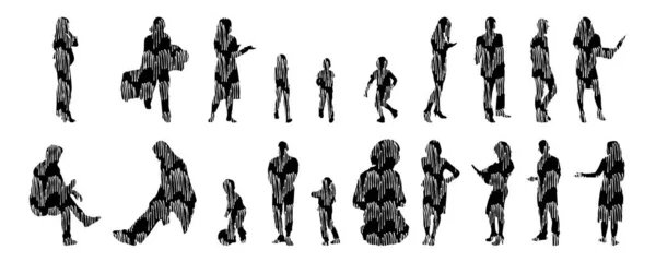 Vector Silhouettes Outline Silhouettes People Contour Drawing People Silhouette Icon — 스톡 벡터