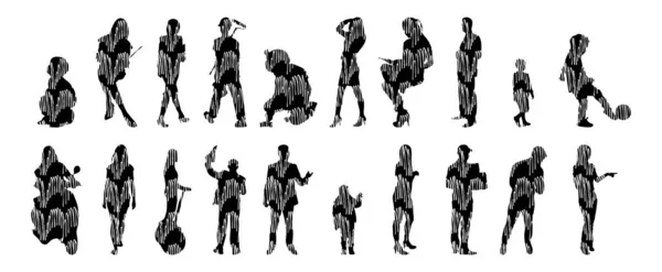 Vector Silhouettes Outline Silhouettes People Contour Drawing People Silhouette Icon — 스톡 벡터