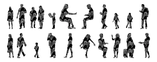 Vector Silhouettes Outline Silhouettes People Contour Drawing People Silhouette Icon — 스톡 벡터