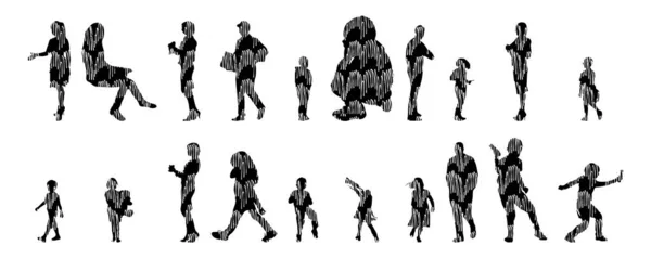 Vector Silhouettes Outline Silhouettes People Contour Drawing People Silhouette Icon — 스톡 벡터