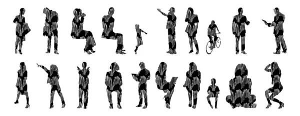 Vector Silhouettes Outline Silhouettes People Contour Drawing People Silhouette Icon — 스톡 벡터