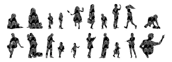 Vector Silhouettes Outline Silhouettes People Contour Drawing People Silhouette Icon — 스톡 벡터