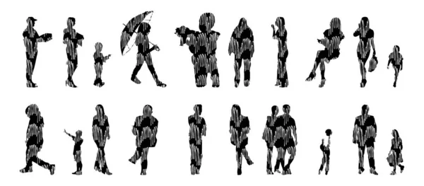 Vector Silhouettes Outline Silhouettes People Contour Drawing People Silhouette Icon — 스톡 벡터