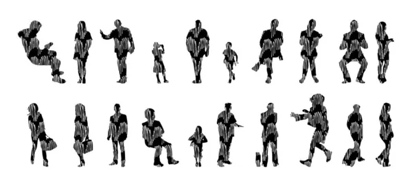 Vector Silhouettes Outline Silhouettes People Contour Drawing People Silhouette Icon — 스톡 벡터