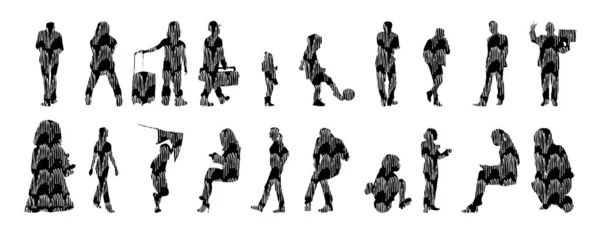 Vector Silhouettes Outline Silhouettes People Contour Drawing People Silhouette Icon — Stock Vector