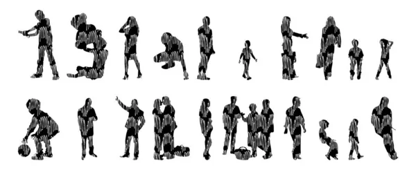 Silhouettes Vectorielles Silhouettes Esquissées Personnes Dessin Contour Silhouette Personnes Icône — Image vectorielle