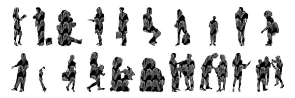 Vector Silhouettes Outline Silhouettes People Contour Drawing People Silhouette Icon — 스톡 벡터