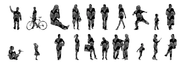 Vector Silhouettes Outline Silhouettes People Contour Drawing People Silhouette Icon — 스톡 벡터