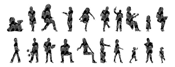 Vector Silhouettes Outline Silhouettes People Contour Drawing People Silhouette Icon — 스톡 벡터