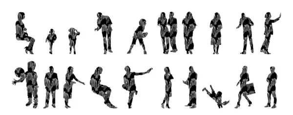 Vector Silhouettes Outline Silhouettes People Contour Drawing People Silhouette Icon — 스톡 벡터