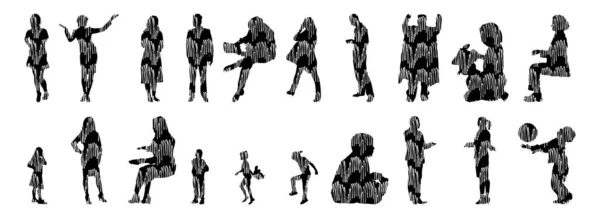 Vector Silhouettes Outline Silhouettes People Contour Drawing People Silhouette Icon — 스톡 벡터