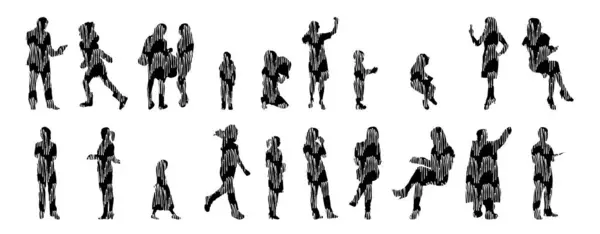 Vector Silhouettes Outline Silhouettes People Contour Drawing People Silhouette Icon — 스톡 벡터