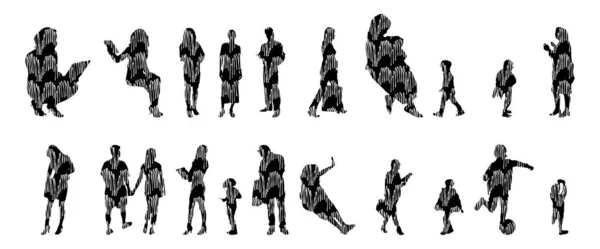 Vector Silhouettes Outline Silhouettes People Contour Drawing People Silhouette Icon — 스톡 벡터