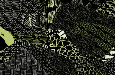 Soyut siyah darbeler, El, Vektör Deseni 'ni çizdi. Geometrik tarzda soyut arkaplan. Soyut çok renkli geometrik desen.