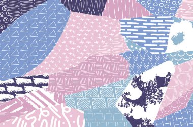 Soyut siyah darbeler, El, Vektör Deseni 'ni çizdi. Geometrik tarzda soyut arkaplan. Soyut çok renkli geometrik desen.